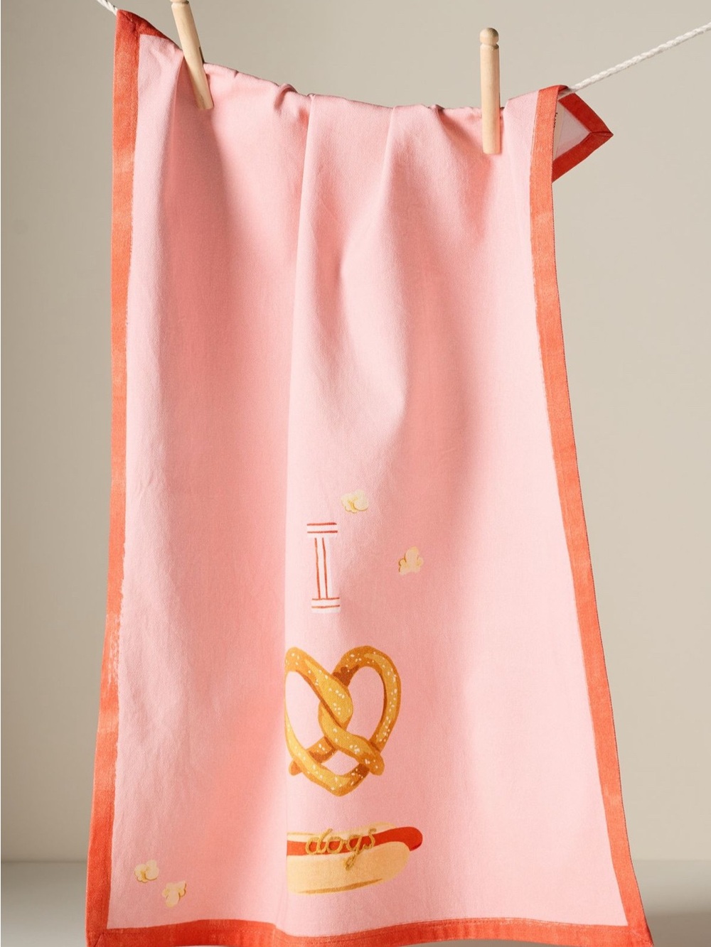 Anthropologie I Love Dogs Dish Towel Pink